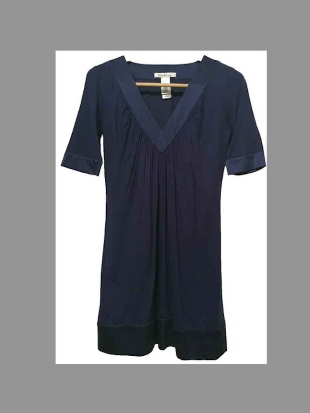 Vintage aundry by Design Navy Blue Satin Trim V-Neck Mini Dress Size 2 Y2K